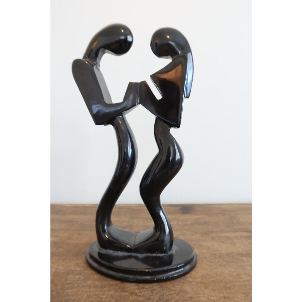 Forever Love Black Marble Sculpture Hand Carved Marble Abstract Sculpture MCM